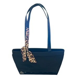 Shoulder Black Bag Purse with Animal Print Handle Scarf